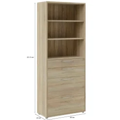 Credenza alta quercia 89x40x221h cm 4 cassetti - Aritzo