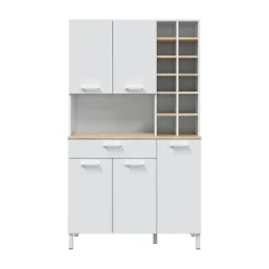 Credenza alta rovere e bianca 108x40x186h cm 5 ante e 1 cassetto - Alima