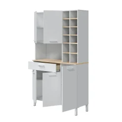 Credenza alta rovere e bianca 108x40x186h cm 5 ante e 1 cassetto - Alima