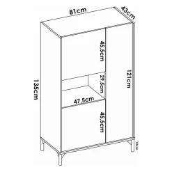 Credenza alta rovere e bianca 81x43x135h cm 3 ante - Crono