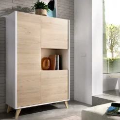 Credenza alta rovere e bianca 81x43x135h cm 3 ante - Crono