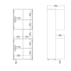 Madie|Credenze > Dmora Credenza alta rovere e grigia 79x34x204h cm 4 ante - Pierre Grigio, Marrone Rovere