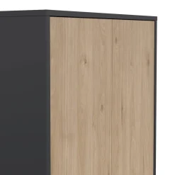Madie|Credenze > Dmora Credenza alta rovere e grigia 79x34x204h cm 4 ante - Pierre Grigio, Marrone Rovere