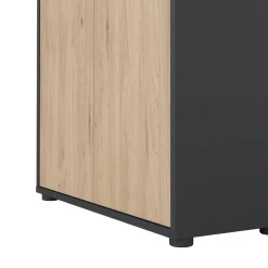 Madie|Credenze > Dmora Credenza alta rovere e grigia 79x34x204h cm 4 ante - Pierre Grigio, Marrone Rovere