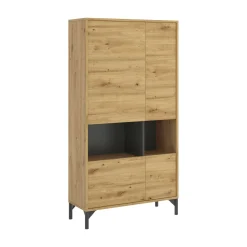 Credenza alta rovere nodi e antracite 72x33x143h cm 4 ante - Gerbera