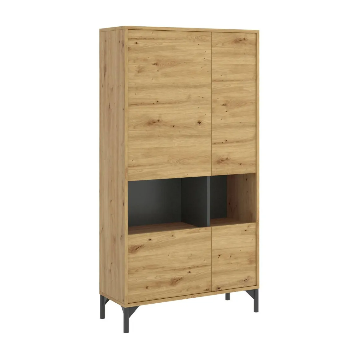 Credenza alta rovere nodi e antracite 72x33x143h cm 4 ante - Gerbera