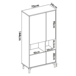 Credenza alta rovere nodi e antracite 72x33x143h cm 4 ante - Gerbera