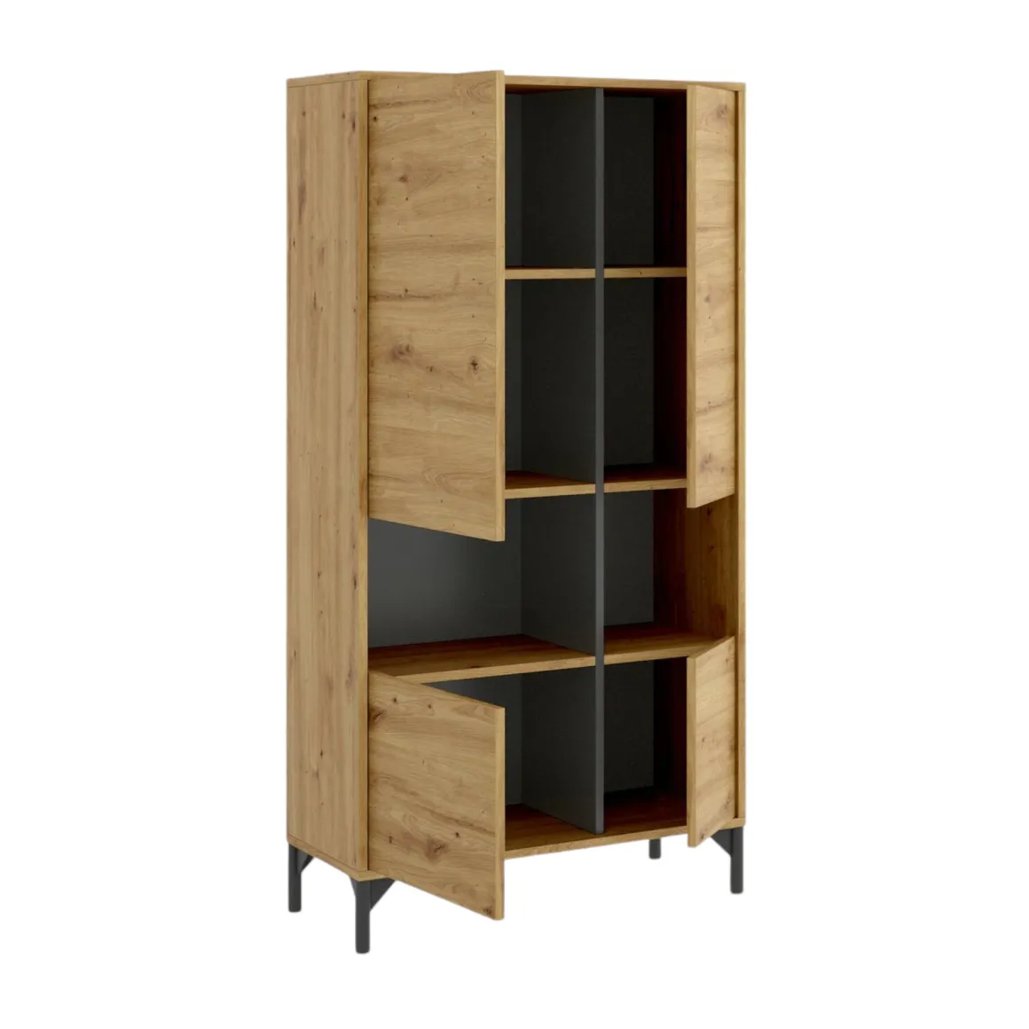 Credenza alta rovere nodi e antracite 72x33x143h cm 4 ante - Gerbera