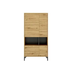 Credenza alta rovere nodi e antracite 72x33x143h cm 4 ante - Gerbera