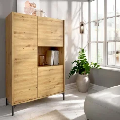 Credenza alta rovere nodi 81x43x135h cm 3 ante - Crono