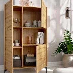 Credenza alta rovere nodi 81x43x135h cm 3 ante - Crono
