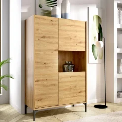Credenza alta rovere nodi 81x43x135h cm 3 ante - Crono