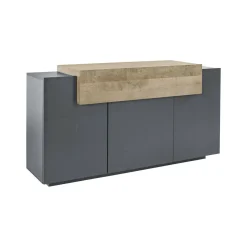 Credenza antracite e acero 160x46x85h cm 4 ante - Aschly