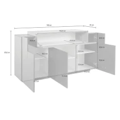 Cucina|Salotto > Dmora Credenza antracite e acero 200x45x86h cm 7 ante - Astice Marrone Acero, Nero Antracite