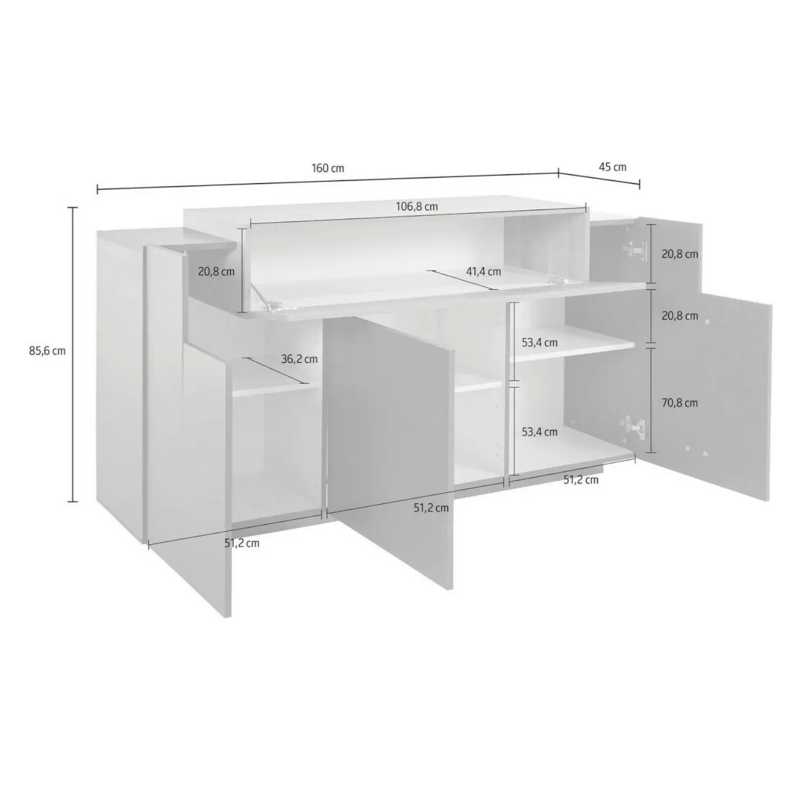 Cucina|Salotto > Dmora Credenza antracite e acero 200x45x86h cm 7 ante - Astice Marrone Acero, Nero Antracite
