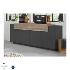 Credenza antracite e acero 220x45x85h cm 5 ante - Discordia