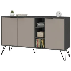 Credenza antracite e beige 142x35x83h cm 3 ante - Alin