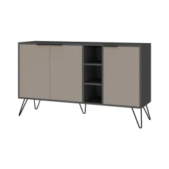 Credenza antracite e beige 142x35x83h cm 3 ante - Alin