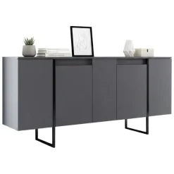 Cucina|Madie > Dmora Credenza antracite e nera moderna 160x35x80h cm 4 ante - Arta Nero, Nero Antracite