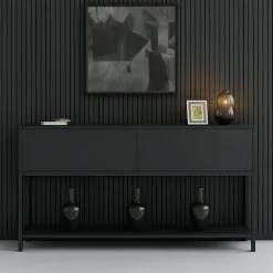 Credenza antracite e nera 150x30x80h cm 2 ante - Basilia