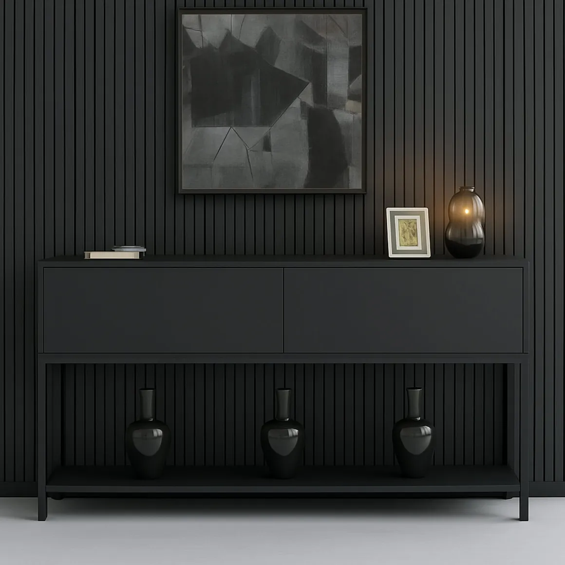 Credenza antracite e nera 150x30x80h cm 2 ante - Basilia