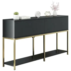 Credenza antracite e oro 150x30x80h cm 2 ante - Basilia