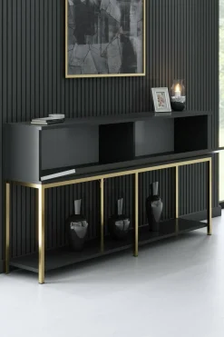 Credenza antracite e oro 150x30x80h cm 2 ante - Basilia