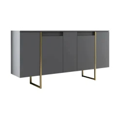 Cucina|Madie > Dmora Credenza antracite e oro 160x35x80h cm 4 ante - Arta Oro, Nero Antracite