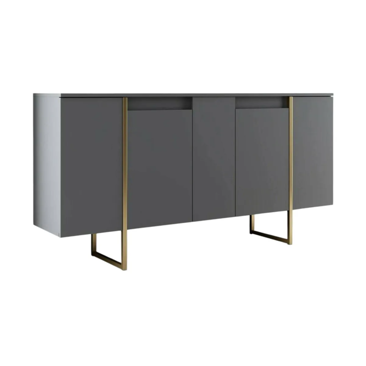Cucina|Madie > Dmora Credenza antracite e oro 160x35x80h cm 4 ante - Arta Oro, Nero Antracite