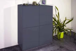 Credenza antracite lucida 100x41x126h cm 4 ante - Ara