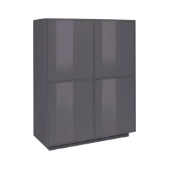 Credenza antracite lucida 100x41x126h cm 4 ante - Ara