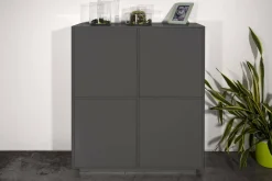 Credenza antracite lucida 100x41x126h cm 4 ante - Ara