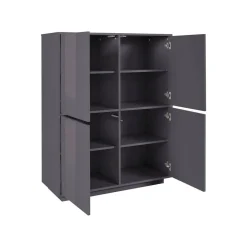 Credenza antracite lucida 100x41x126h cm 4 ante - Ara
