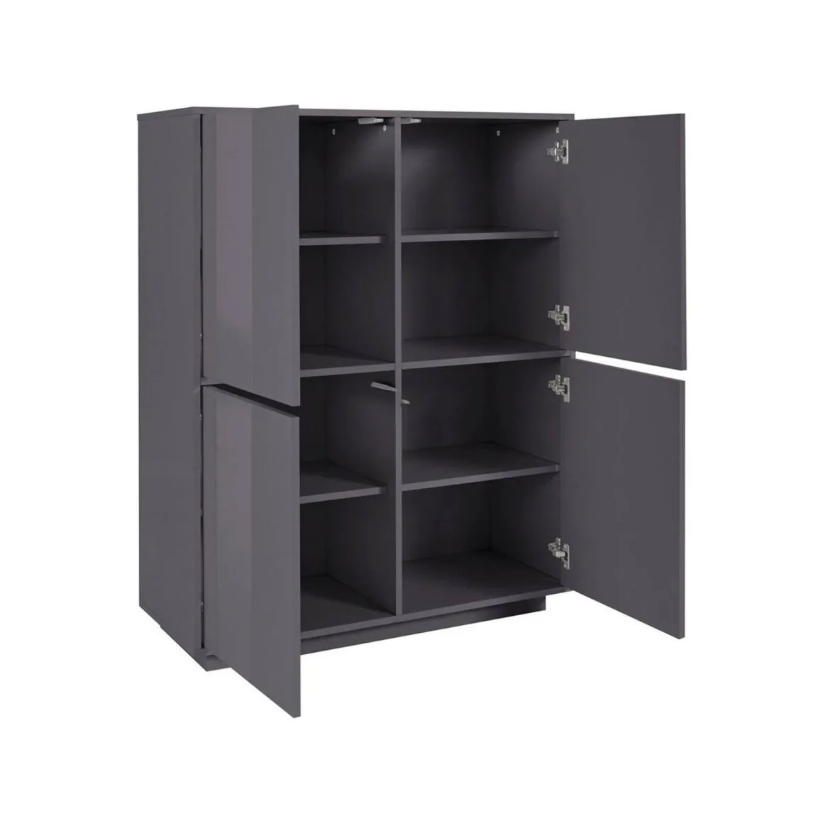 Credenza antracite lucida 100x41x126h cm 4 ante - Ara
