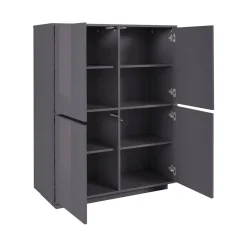 Credenza antracite lucida 100x41x126h cm 4 ante - Ara