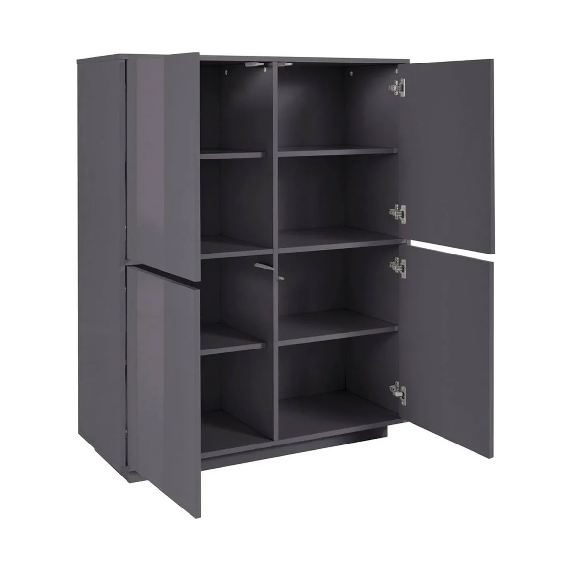 Credenza antracite lucida 100x41x126h cm 4 ante - Ara