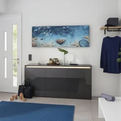 Credenza antracite lucida 150x40x81h cm 3 ante - Andesina