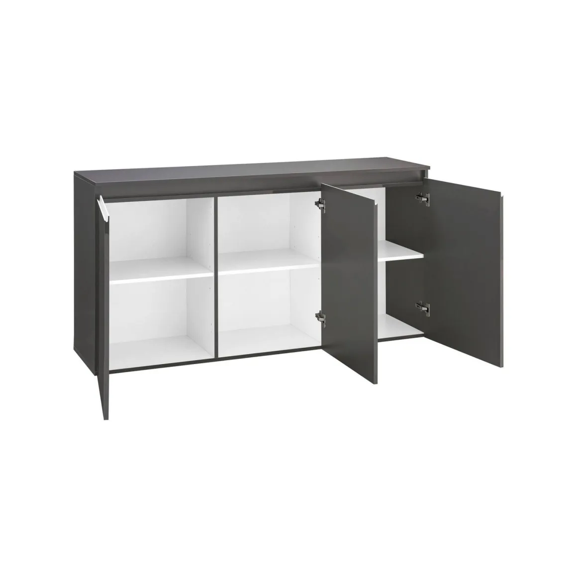 Cucina|Salotto > Dmora Credenza antracite lucida 160x41x86h cm 2 ante e 3 cassetti - Aysha Nero Antracite