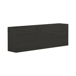 Credenza antracite lucida 170x40x60h cm 1 anta e 6 cassetti - Agito