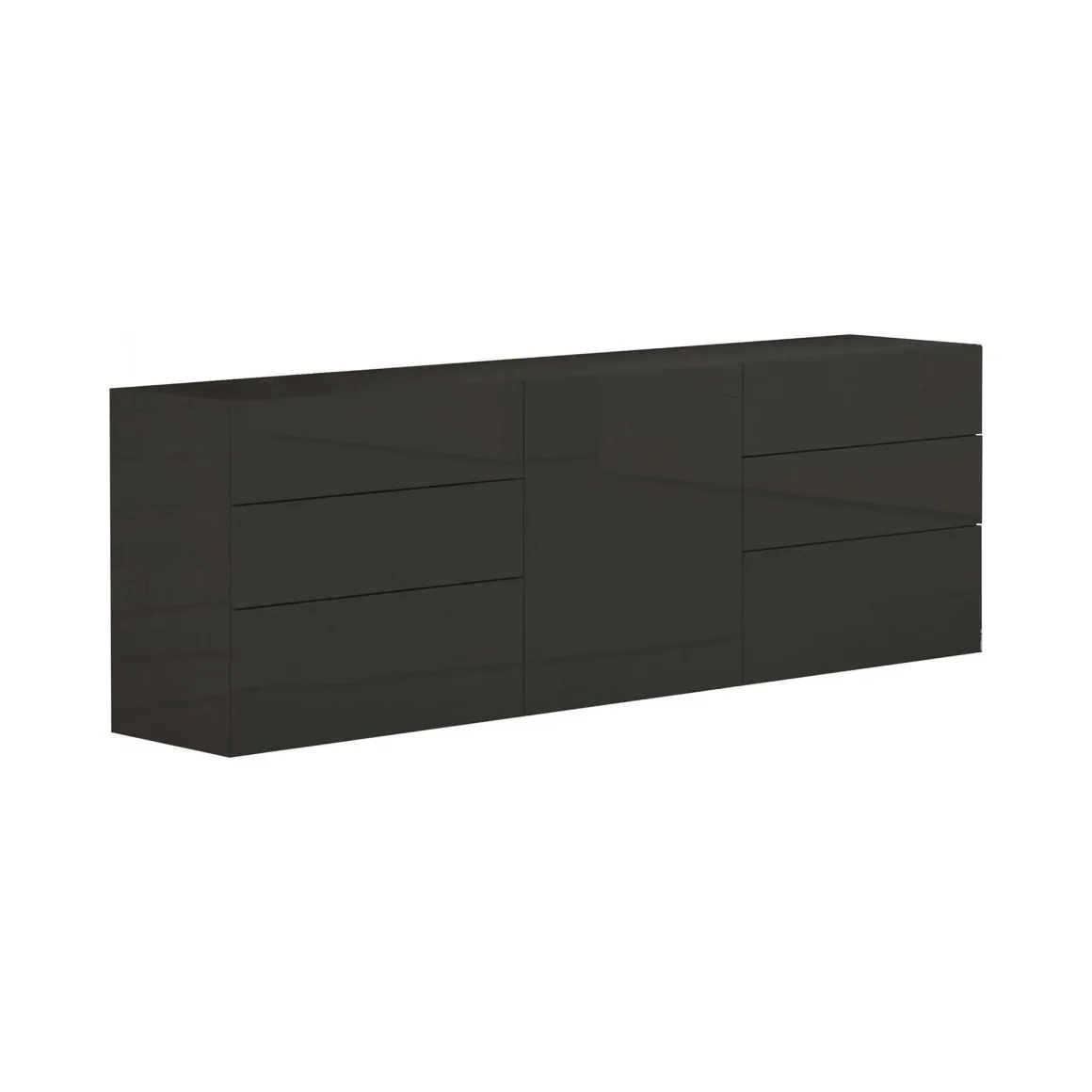 Credenza antracite lucida 170x40x60h cm 1 anta e 6 cassetti - Agito