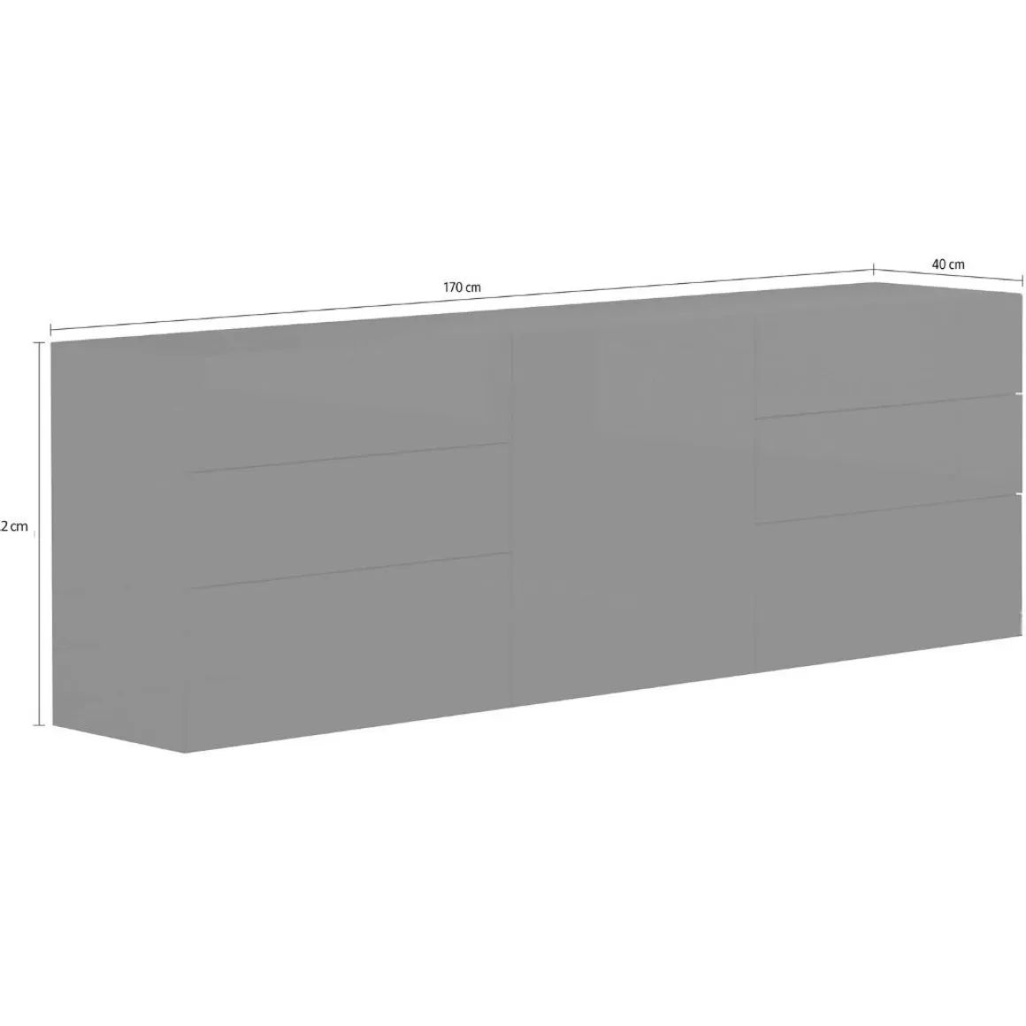 Credenza antracite lucida 170x40x60h cm 1 anta e 6 cassetti - Agito