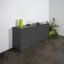 Credenza antracite lucida 180x41x86h cm 4 ante - Aulina