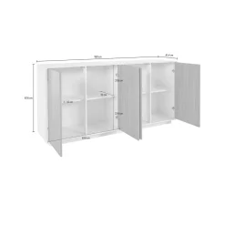 Credenza antracite lucida 180x41x86h cm 4 ante - Aulina