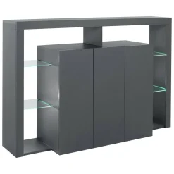 Cucina|Madie > Dmora Credenza antracite 150x40x100h cm 3 ante - Bagnasco Nero Antracite