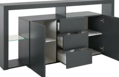 Credenza antracite 180x40x80h cm 2 ante e 3 cassetti - Aba