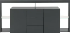 Credenza antracite 180x40x80h cm 2 ante e 3 cassetti - Aba