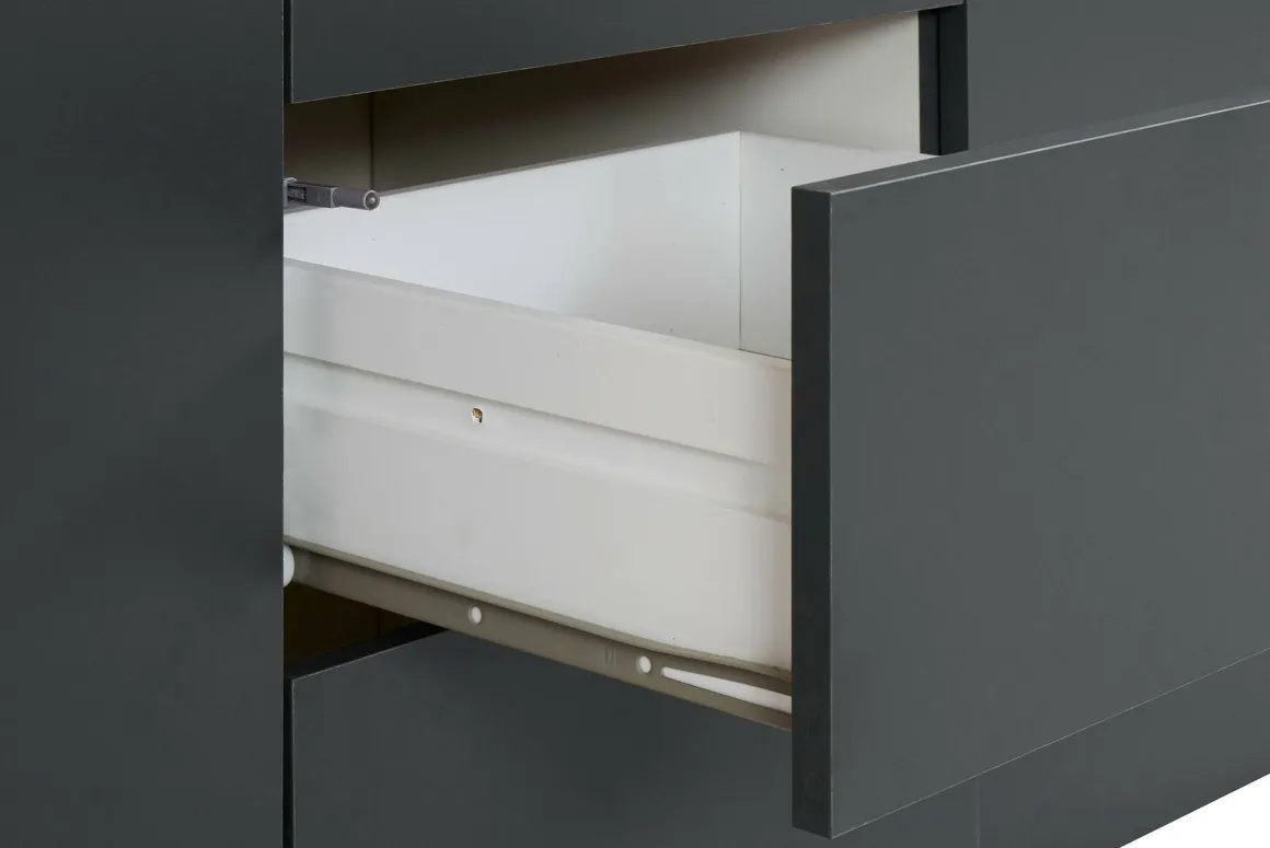 Credenza antracite 180x40x80h cm 2 ante e 3 cassetti - Aba
