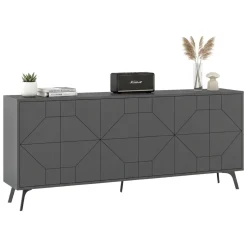Credenza antracite 183x35x77h cm 6 ante - Earl