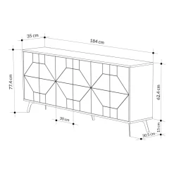 Credenza antracite 183x35x77h cm 6 ante - Earl