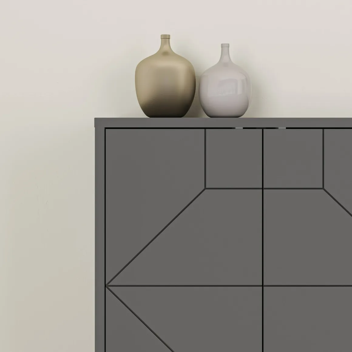 Credenza antracite 183x35x77h cm 6 ante - Earl